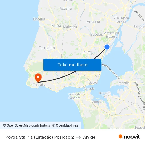Póvoa Sta Iria (Estação) Posição 2 to Alvide map