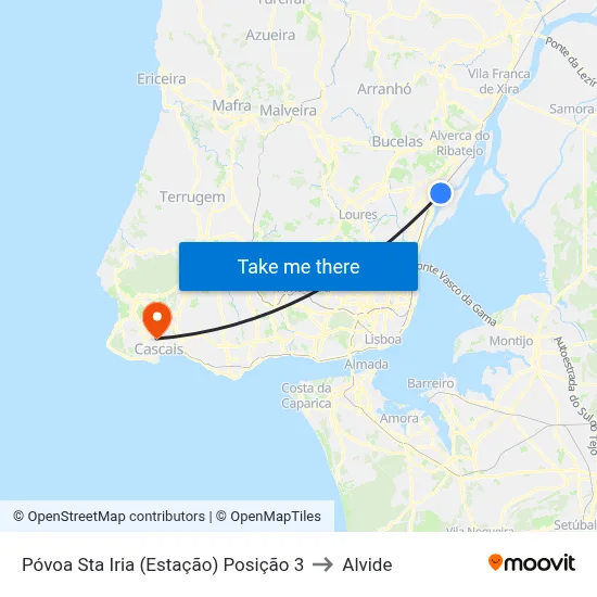 Póvoa Sta Iria (Estação) Posição 3 to Alvide map
