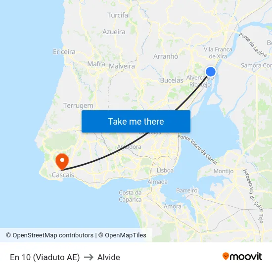 En 10 (Viaduto AE) to Alvide map
