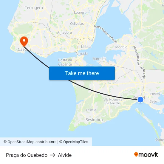 Praça do Quebedo to Alvide map