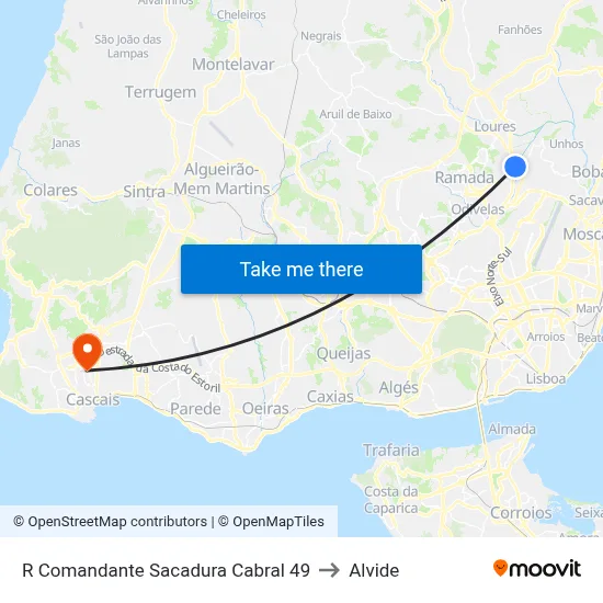 R Comandante Sacadura Cabral 49 to Alvide map