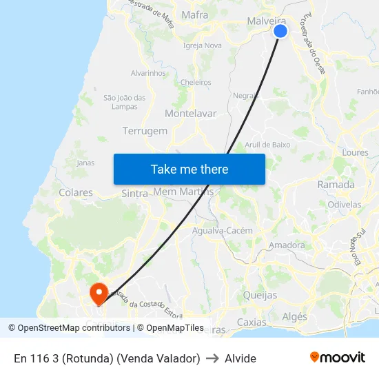 En 116 3 (Rotunda) (Venda Valador) to Alvide map