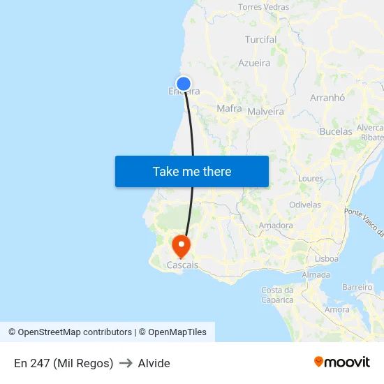 En 247 (Mil Regos) to Alvide map