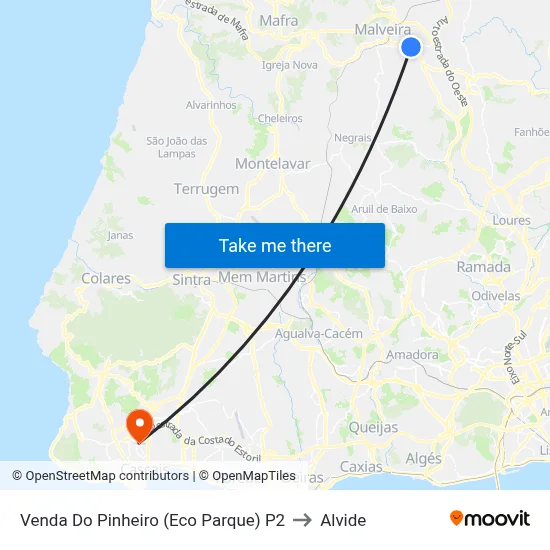 Venda Do Pinheiro (Eco Parque) P2 to Alvide map
