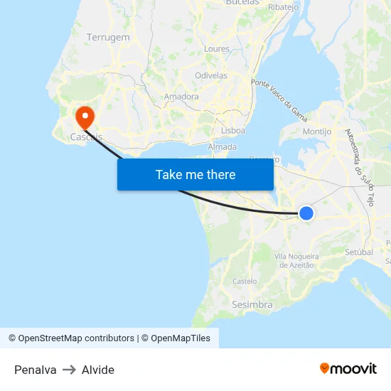 Penalva to Alvide map