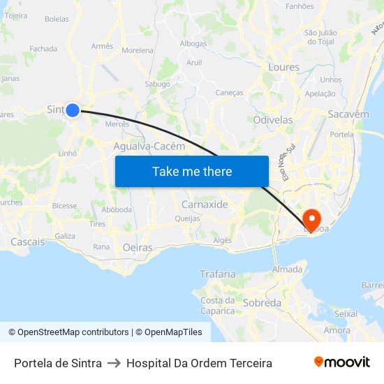 Portela de Sintra to Hospital Da Ordem Terceira map