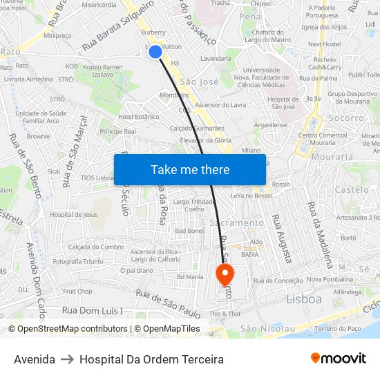 Avenida to Hospital Da Ordem Terceira map