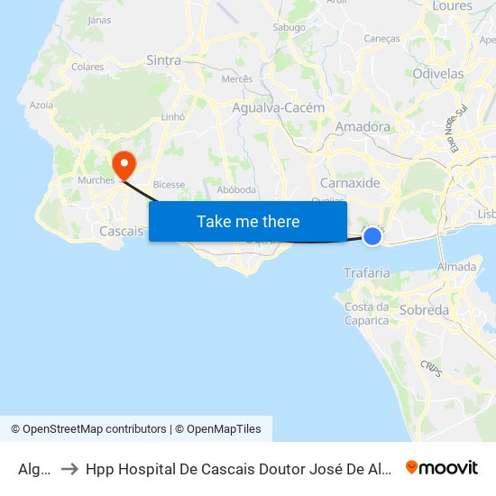 Algés to Hpp Hospital De Cascais Doutor José De Almeida map