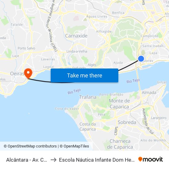 Alcântara - Av. Ceuta to Escola Náutica Infante Dom Henrique map