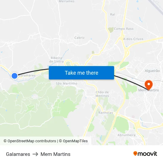 Galamares to Mem Martins map