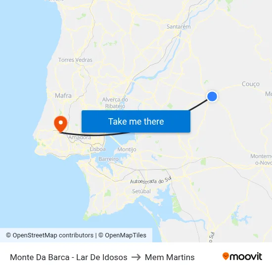 Monte Da Barca - Lar De Idosos to Mem Martins map