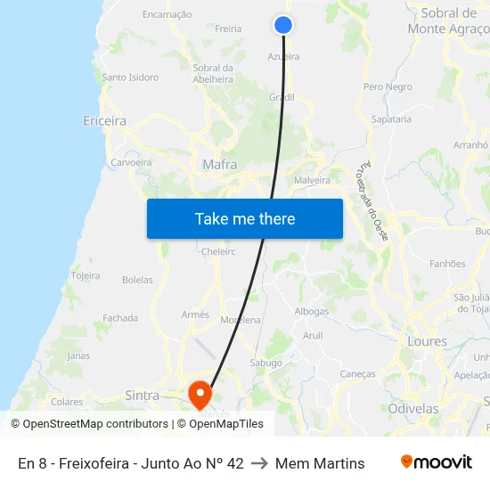 En 8 - Freixofeira - Junto Ao Nº 42 to Mem Martins map