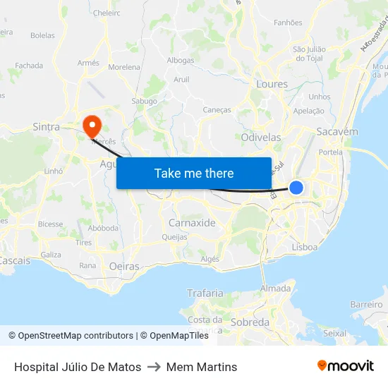 Hospital Júlio De Matos to Mem Martins map