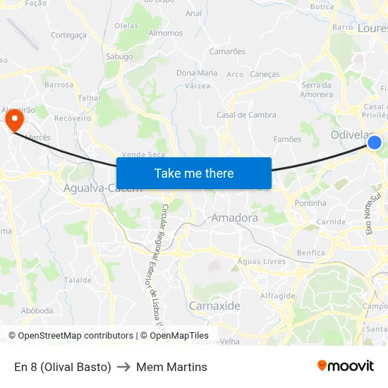 En 8 (Olival Basto) to Mem Martins map