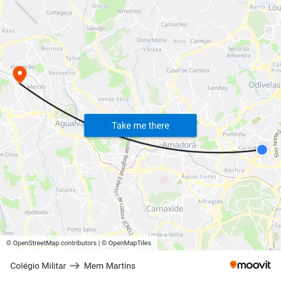 Colégio Militar to Mem Martins map
