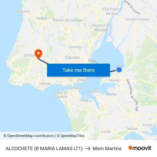 ALCOCHETE (R MARIA LAMAS LT1) to Mem Martins map