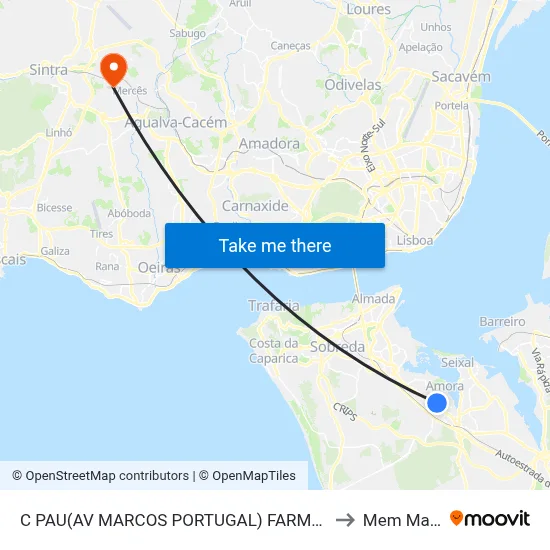 C PAU(AV MARCOS PORTUGAL) FARM/EXTERNATO to Mem Martins map