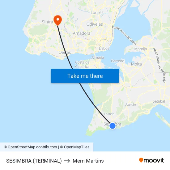SESIMBRA (TERMINAL) to Mem Martins map