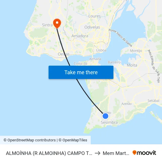 ALMOÍNHA (R ALMOINHA) CAMPO TÉNIS to Mem Martins map