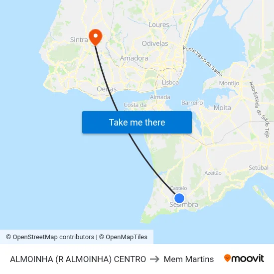 ALMOINHA (R ALMOINHA) CENTRO to Mem Martins map