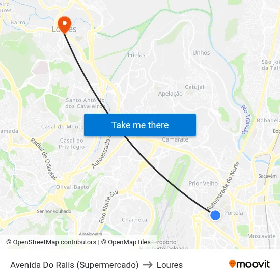 Avenida Do Ralis (Supermercado) to Loures map