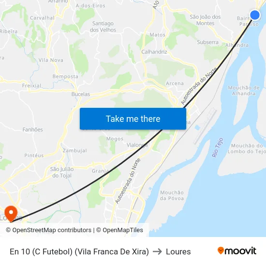 En 10 (C Futebol) (Vila Franca De Xira) to Loures map