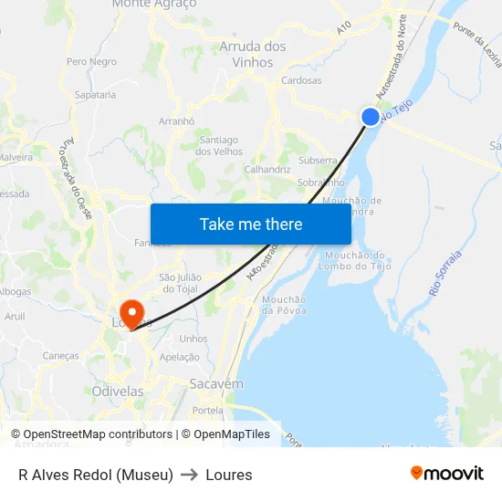 R Alves Redol (Museu) to Loures map