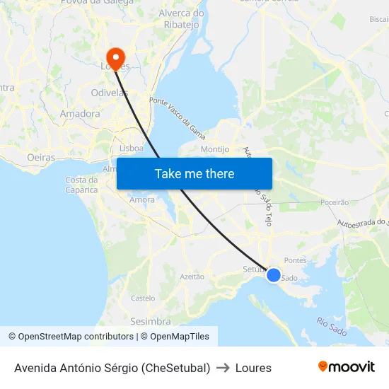 Avenida António Sérgio (CheSetubal) to Loures map