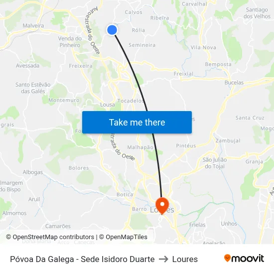 Póvoa Da Galega - Sede Isidoro Duarte to Loures map