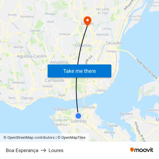 Boa Esperança to Loures map
