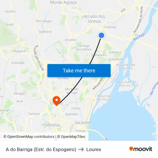 A do Barriga (Estr. do Espogeiro) to Loures map