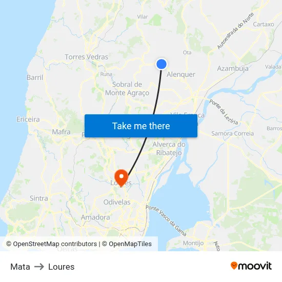 Mata to Loures map
