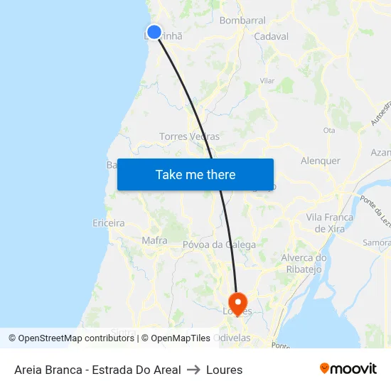 Areia Branca - Estrada Do Areal to Loures map