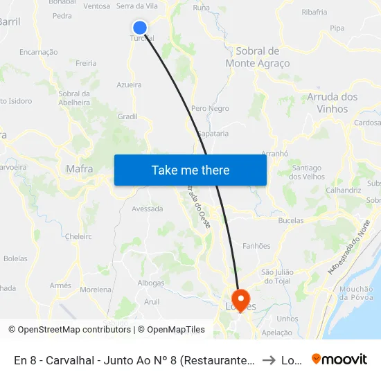 En 8 - Carvalhal - Junto Ao Nº 8 (Restaurante Santinho ) Capa Rosa to Loures map