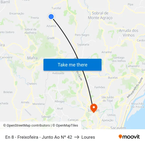 En 8 - Freixofeira - Junto Ao Nº 42 to Loures map