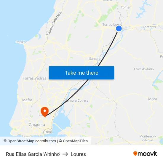 Rua Elias Garcia 'Altinho' to Loures map