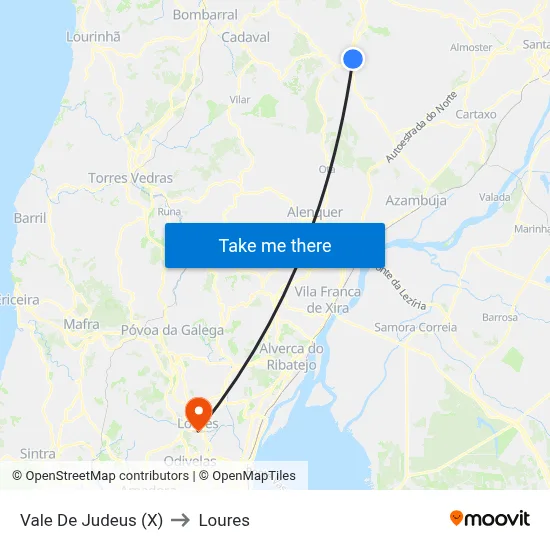 Vale De Judeus (X) to Loures map
