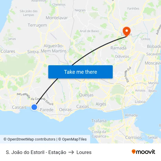 S. João do Estoril - Estação to Loures map