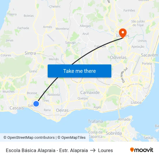 Escola Básica Alapraia - Estr. Alapraia to Loures map