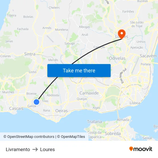 Livramento to Loures map