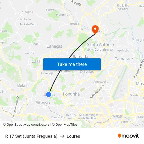 R 17 Set (Junta Freguesia) to Loures map