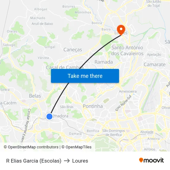 R Elias Garcia (Escolas) to Loures map
