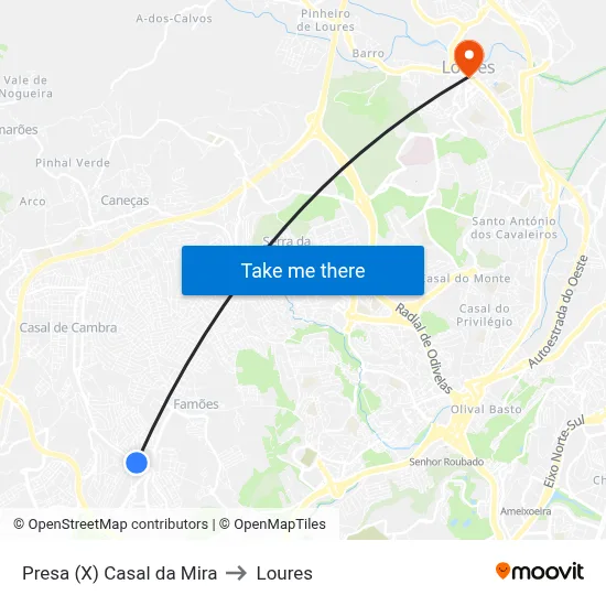 Presa (X) Casal da Mira to Loures map