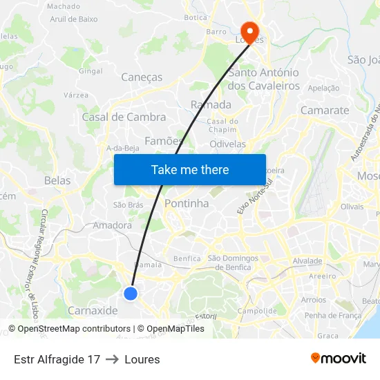 Estr Alfragide 17 to Loures map