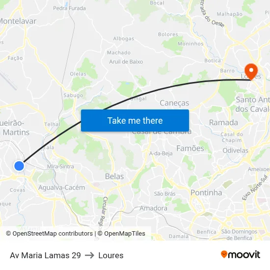 Av Maria Lamas 29 to Loures map