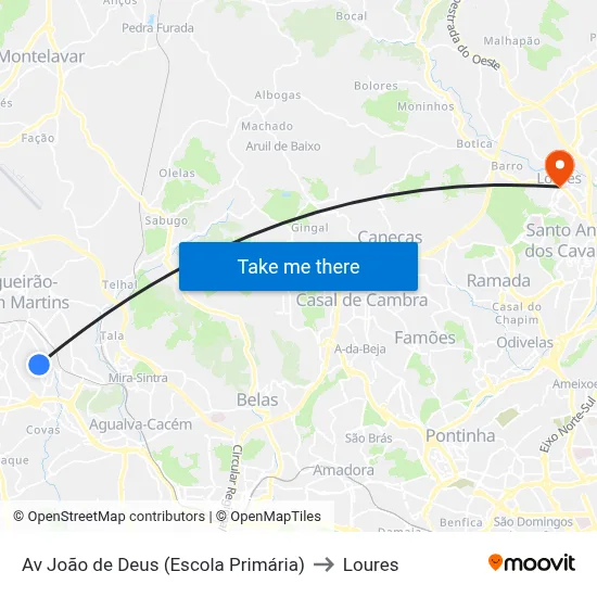 Av João de Deus (Escola Primária) to Loures map