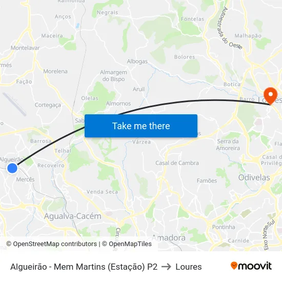 Algueirão - Mem Martins (Estação) P2 to Loures map