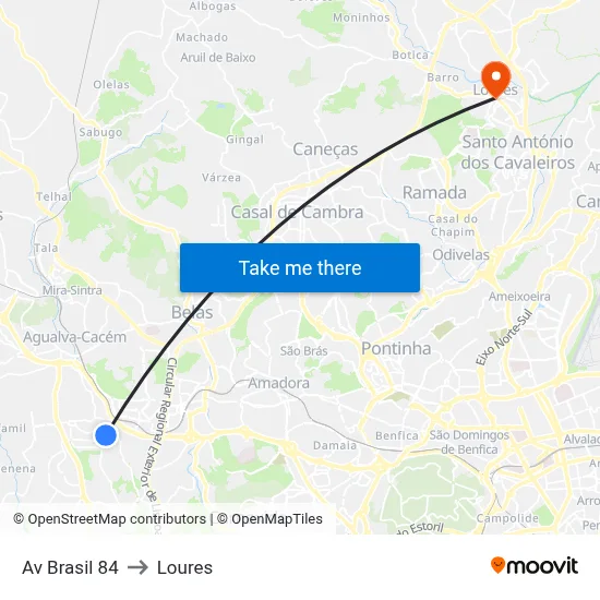 Av Brasil 84 to Loures map