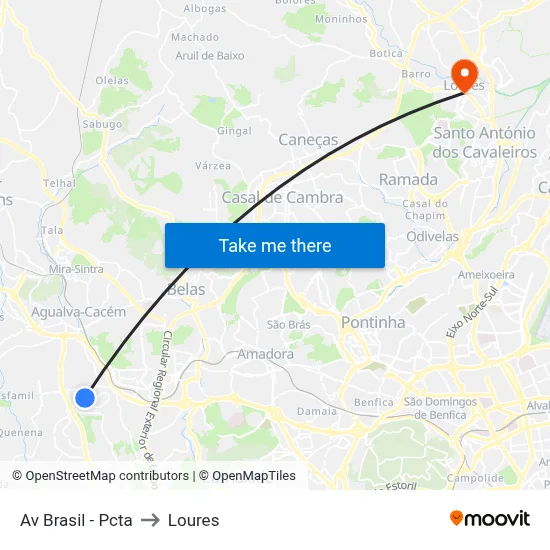 Av Brasil - Pcta to Loures map