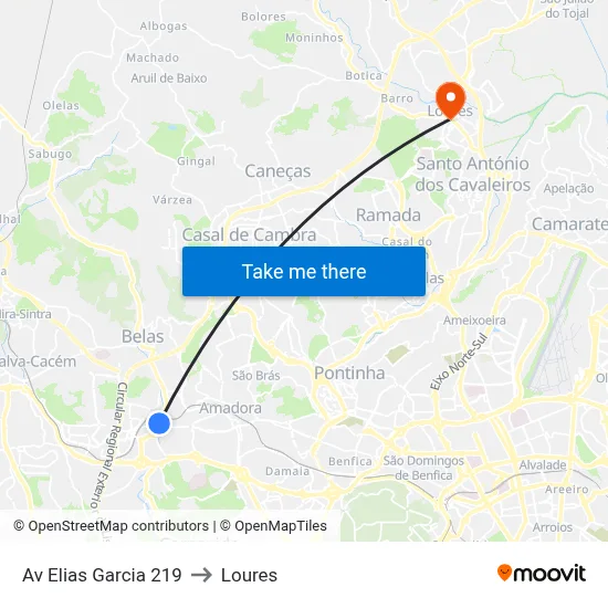 Av Elias Garcia 219 to Loures map